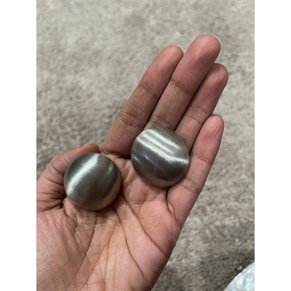 Big Silver stud earrings statement bold large round metal chunky shiny stud